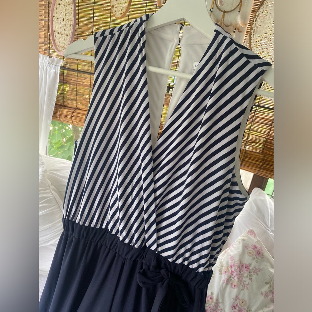 Striped Wide Leg Sailor Jump Suit - Picture 3 of 7